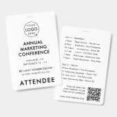 Event Badge 4x6 | Conference Schedule QR Code Pass (Voor- en achterkant)
