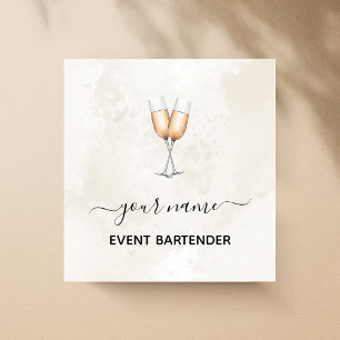 Event Bartender Champagneglazen Elegant Marmer Vierkante Visitekaartje