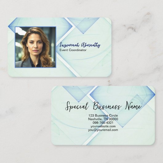 Event Coordinator Professional Square Photo Visitekaartje (Voorkant / Achterkant)