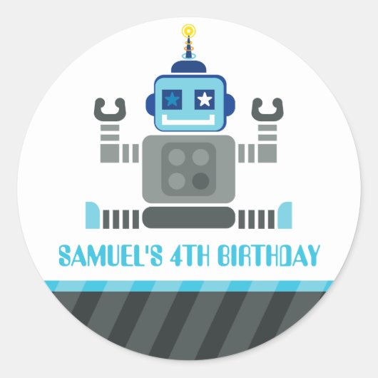 EVENT DECORATIEVE STICKER:: robot 4 Ronde Sticker (Voorkant)