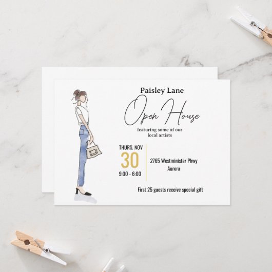 Event Invitation for open house or other (Devant/Arrière en situation)