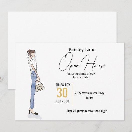 Event Invitation for open house or other Kaart (Voorkant / Achterkant)