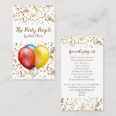Event Planner Balloons Confetti Visitekaartje (Voorkant / Achterkant)