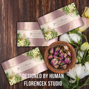 Event Planner Beauty Blogger Roos Gold Floral Visitekaartje