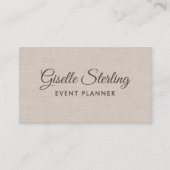 Event Planner Beige Linen Modern Elegant QR Code Visitekaartje (Voorkant)