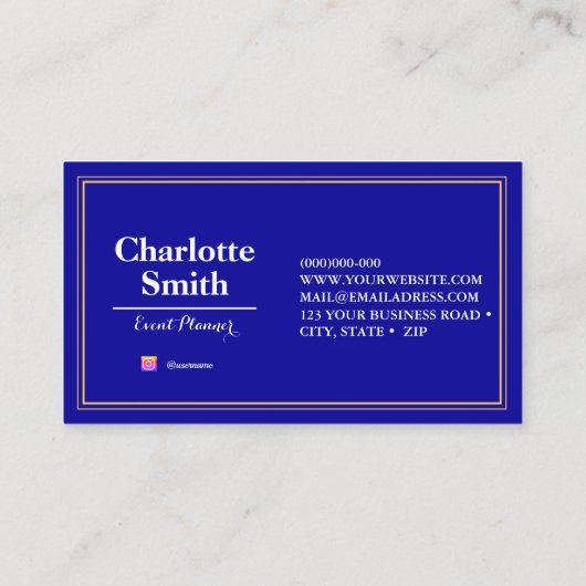 Event Planner Blue Repeat Pattern Business Card Visitekaartje (Achterkant)