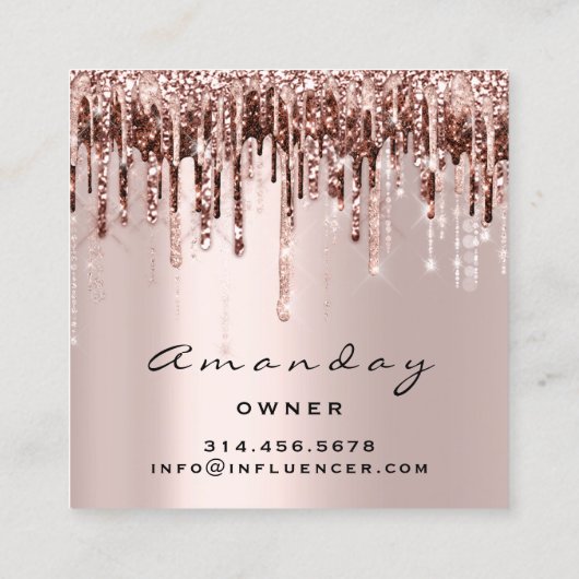 Event Planner Drip Social Media Roos Makeup Vierkante Visitekaartje (Achterkant)