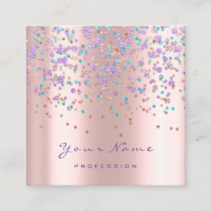 Event Planner Eyelash Makeup Roos Paarse Confetti Vierkante Visitekaartje