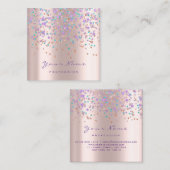 Event Planner Eyelash Makeup Roos Paarse Confetti Vierkante Visitekaartje (Voorkant / Achterkant)