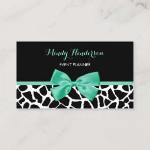Event Planner Giraffe Print Mint Green Bow Visitekaartje