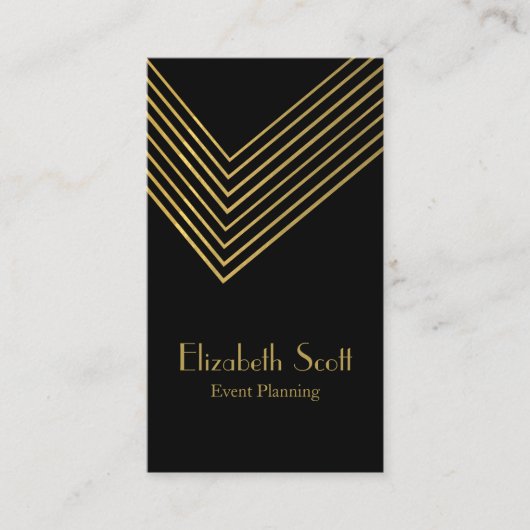 Event Planner Gold Chevron Design Visitekaartje (Voorkant)