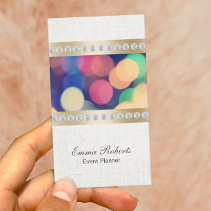 Event Planner Gold & Diamond Stripes Classy Linnen Visitekaartje