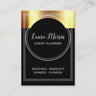 Event Planner Gold Metallic op Black Marquee Visitekaartje