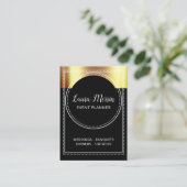 Event Planner Gold Metallic op Black Marquee Visitekaartje (Staand voorkant)