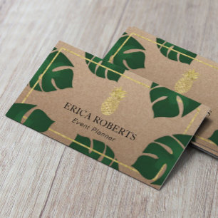 Event Planner Gold Pineapple Rustic Kraft Visitekaartje