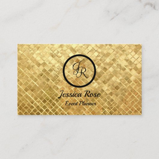 Event Planner Gold Sequins/Black Visitekaartjes (Voorkant)