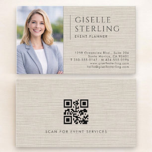 Event Planner Linnen Foto QR Code Visitekaartje