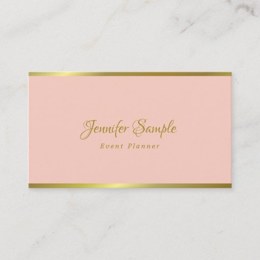 Event Planner Modern Elegant Hand Script Pink Gold Visitekaartje (Voorkant)