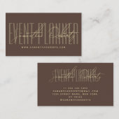 Event planner modern typography script brown visitekaartje (Voorkant / Achterkant)