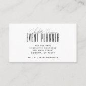 Event Planner Modern Typography Script Visitekaartje (Achterkant)