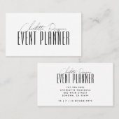 Event Planner Modern Typography Script Visitekaartje (Voorkant / Achterkant)