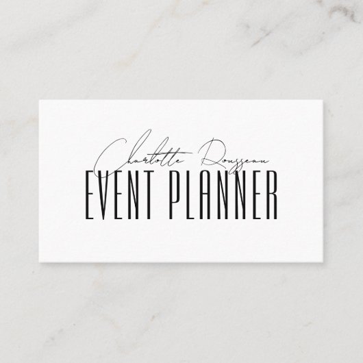 Event Planner Modern Typography Script Visitekaartje (Voorkant)