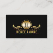 Event Planner | Monogram Elegant Gold Black Visitekaartje (Voorkant)