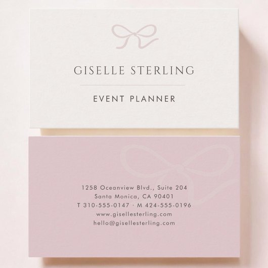 Event Planner Pink Bow Visitekaartje