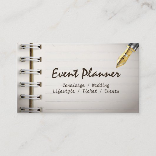 Event Planner Simple Notitieboek Professional Visitekaartje (Voorkant)