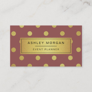 Event Planner - Trendy Marsala Gold Glitter Stippe Visitekaartje