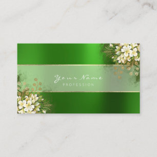 Event Planner White Emerald Green Greenery Gold Visitekaartje