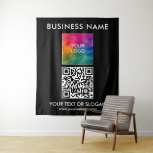 Event Seminar Party Business Logo QR Code Achtergr Wandkleed