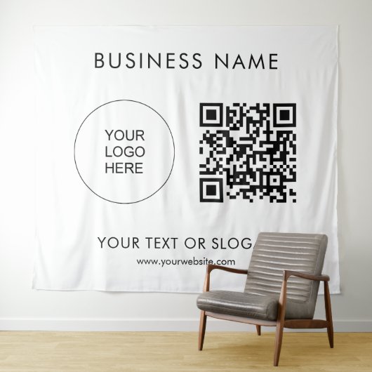 Event Seminar Party Logo Tekst QR Code Achtergrond Wandkleed (In Situ (horizontaal))