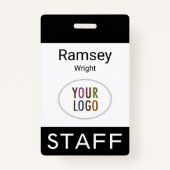 Event Staff Modern Name Badge Custom Logo Black (Voorkant)