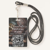 Event Staff Photo Qr Code Chocolate Festival Name Badge (Achterkant met draagriem)