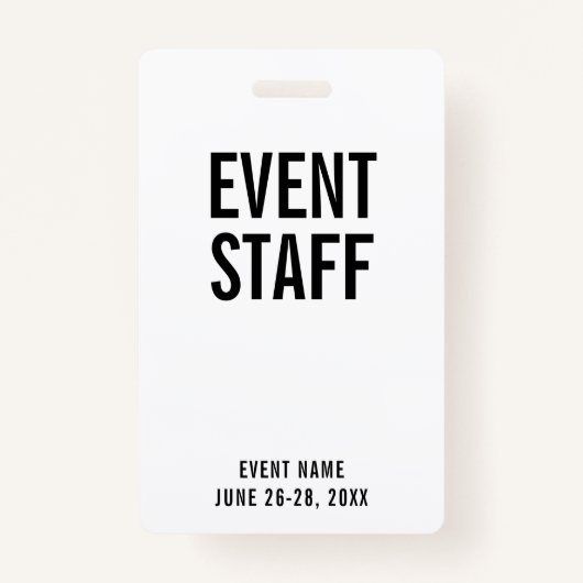 Event Staff White All Access Pass Badge (Voorkant)