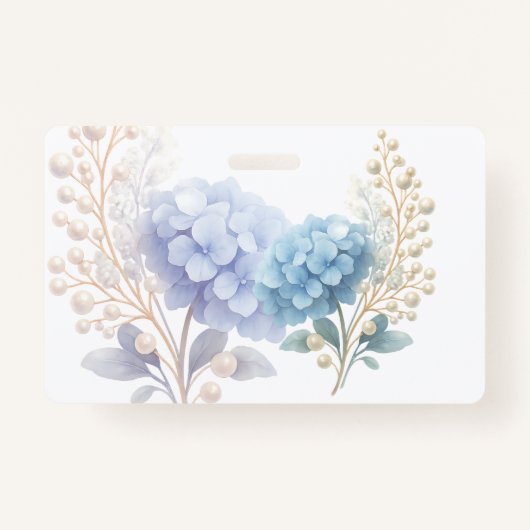 Event Stylist Powder Blue Hydrangea Waterverf Badge (Achterkant)
