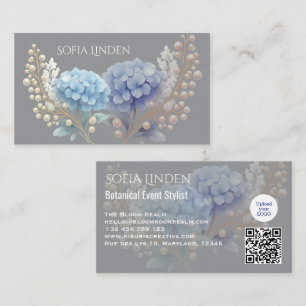 Event Stylist Powder Blue Hydrangea Waterverf Visitekaartje
