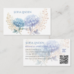 Event Stylist Powder Blue Hydrangea Waterverf Visitekaartje