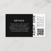 Event Ticket | Zwarte moderne QR-codesprek (Achterkant)