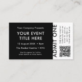 Event Ticket | Zwarte moderne QR-codesprek (Voorkant)