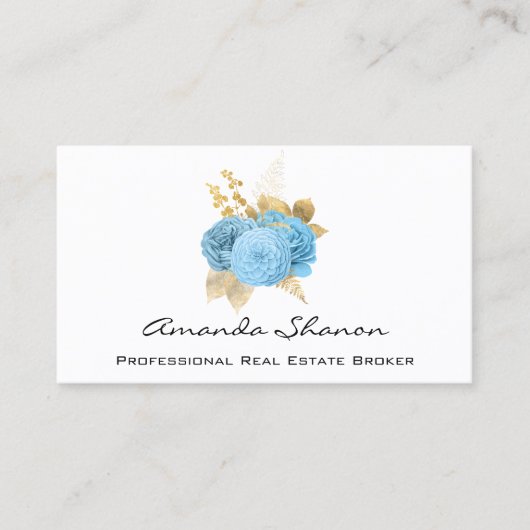 Event Wedding Planner Blue Gold Rozen Logo QR CODE Visitekaartje (Voorkant)
