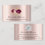 Event Wedding Planner Florals Roos Marsala QR Code Visitekaartje (Voorkant / Achterkant)