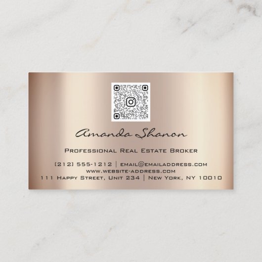 Event Wedding Planner Foral Roos Gold QR-code Visitekaartje (Achterkant)