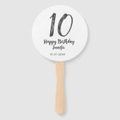 Éventail 10e anniversaire ajouter nom date année noire modè (Devant)