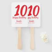 Éventail 10e anniversaire ajouter nom date année rouge modè (Devant et derrière)