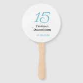 Éventail 15th quinceanera birthday blue black bold letter n (Dos)