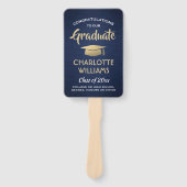 Éventail 1 Diplôme photo Brossé Marine Bleu Or & Blanc (Devant)