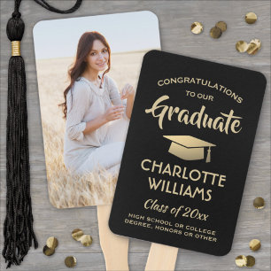 Éventail 1 Félicitations pour la graduation photo Noir mode