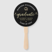 Éventail 1 Graduation Photo Black Gold Script Hearts Casque (Devant)